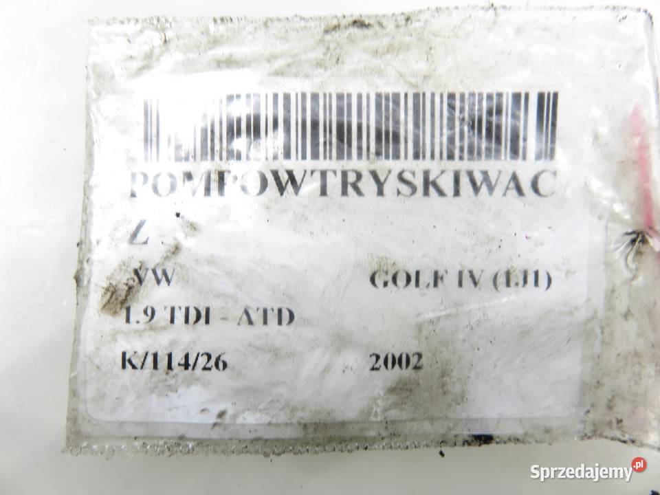 POMPOWTRYSKIWACZ VW GOLF IV PASSAT B5 19 TDI