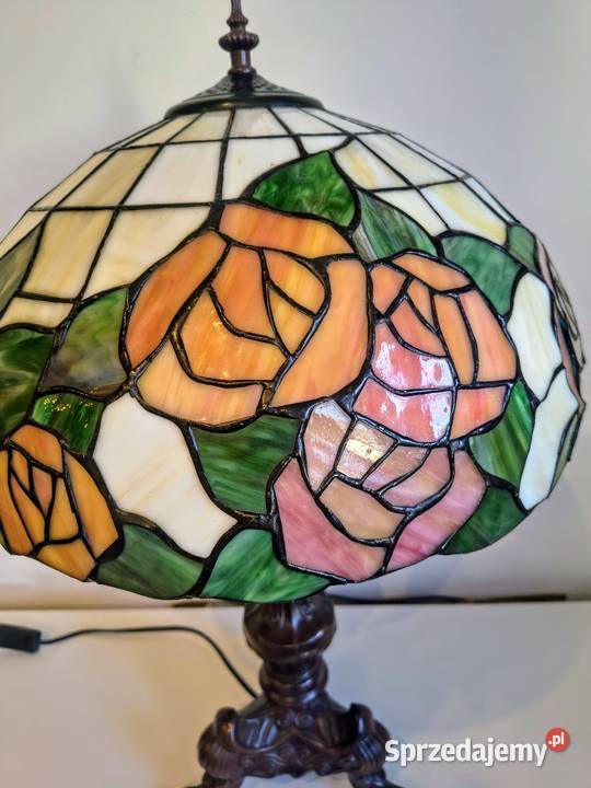 Tiffany lampa witrażowa stołowa stojąca kwiaty Zaręba