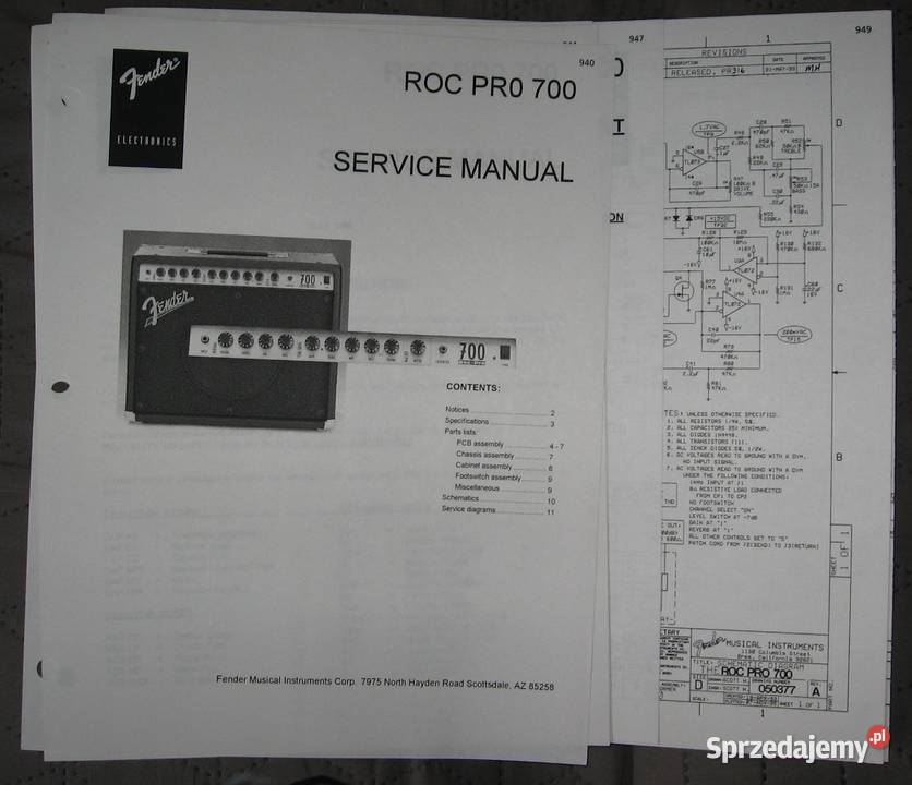 Fender Roc Pro 700 Service Manual instrukcja Fender
