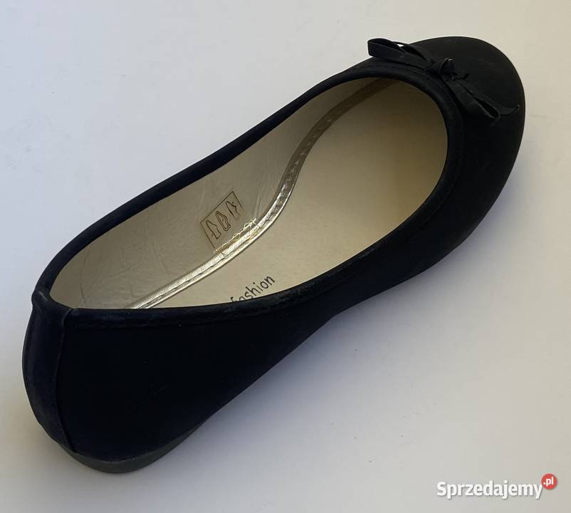 Czarne gładkie baleriny z kokardą rozmiar 37 Żyrardów