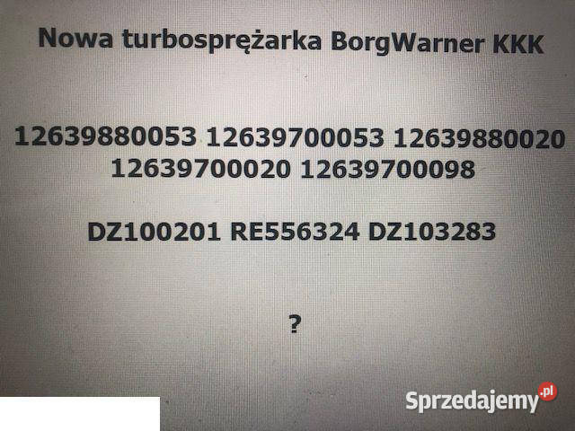Turbo Spręźarka Borg Warner dz100201 Pozostałe Jastrzębniki