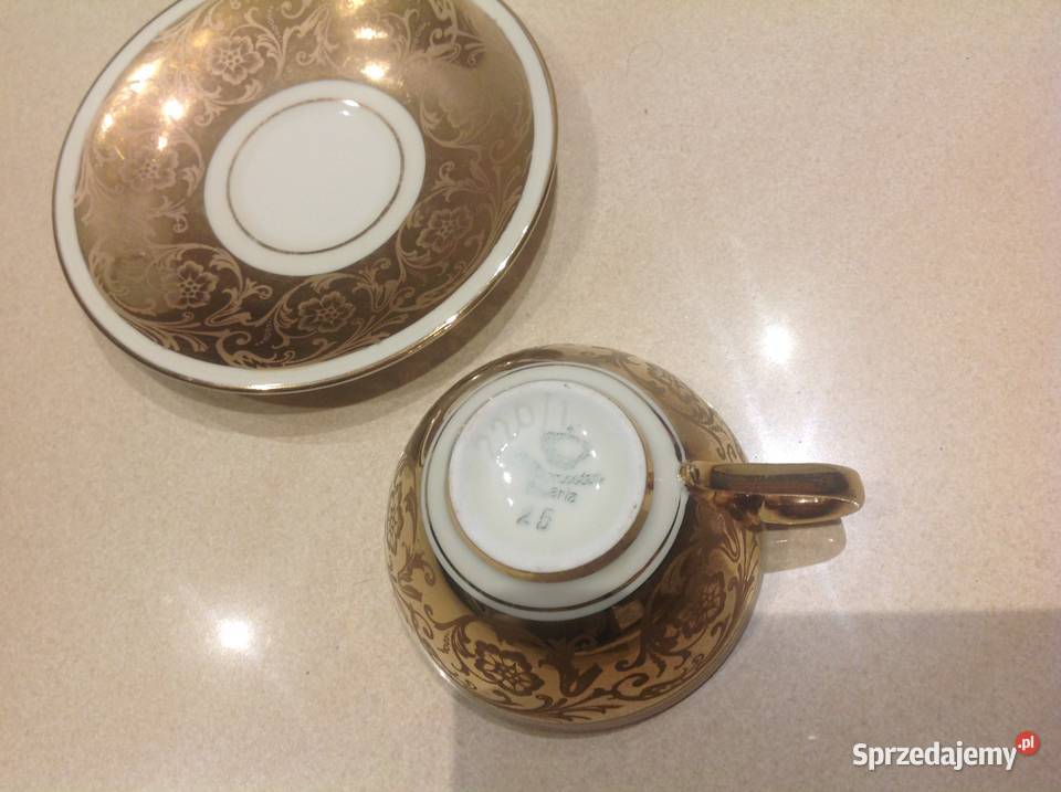 Złocona Filiżanka z Podstawkiem Porcelana