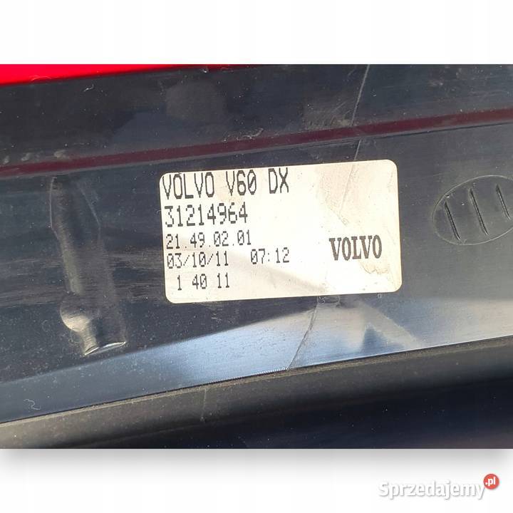 LAMPA PRAWA Volvo V60 20102018 tylna tylnia Lampy tylne Chełm