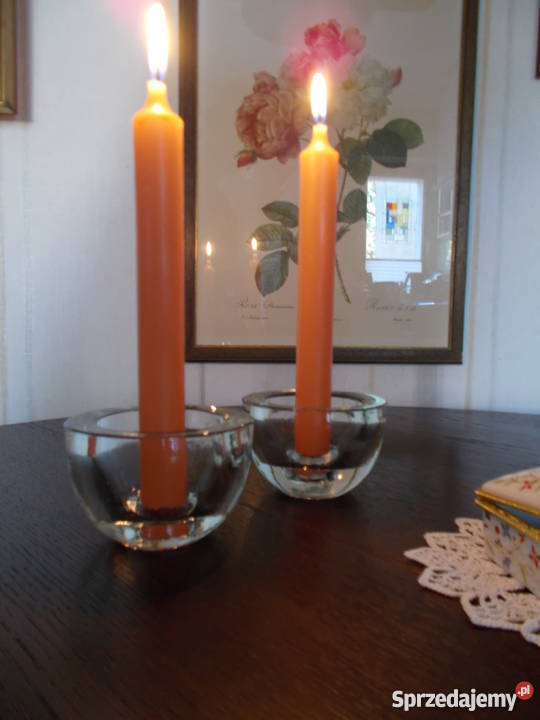 KompleT świeczników Vintage PRL grube szkło
