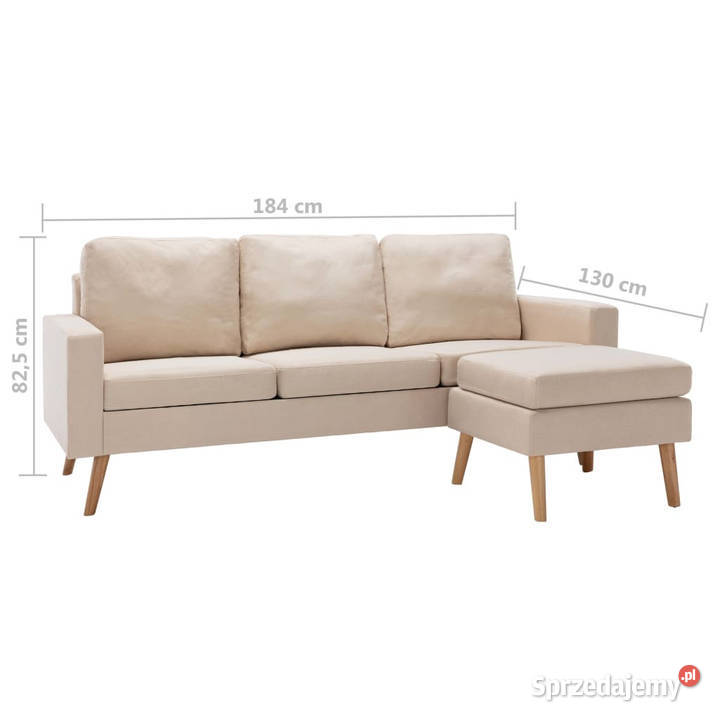 3osobowa sofa z podnóżkiem kremowa tapicerowana Warszawa