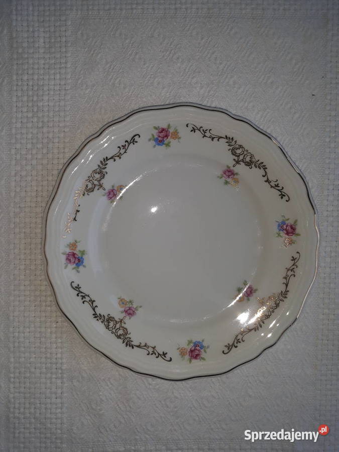 talerz talerze porcelana w kwiatki złocenia Gdańsk