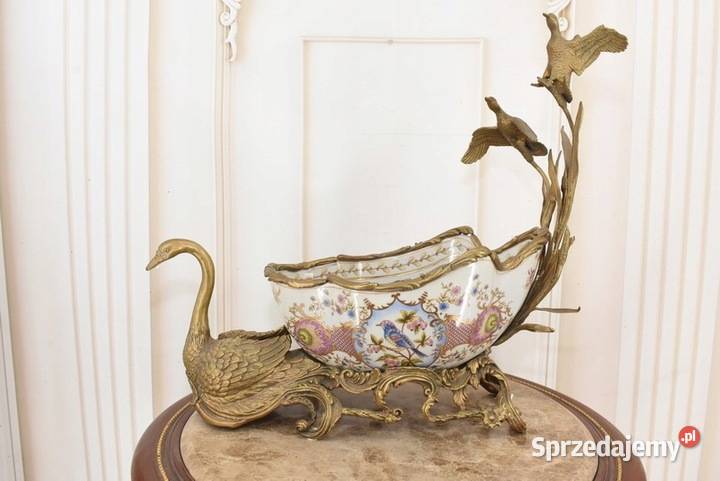 Porcelanowa Malowana Złocona Patera Łabędź i Kraków