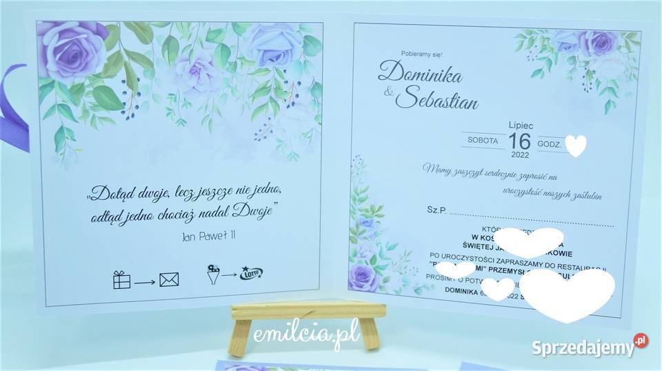 Zaproszenia spersonalizowane Ślub Wedding FB Zielona Góra sprzedam