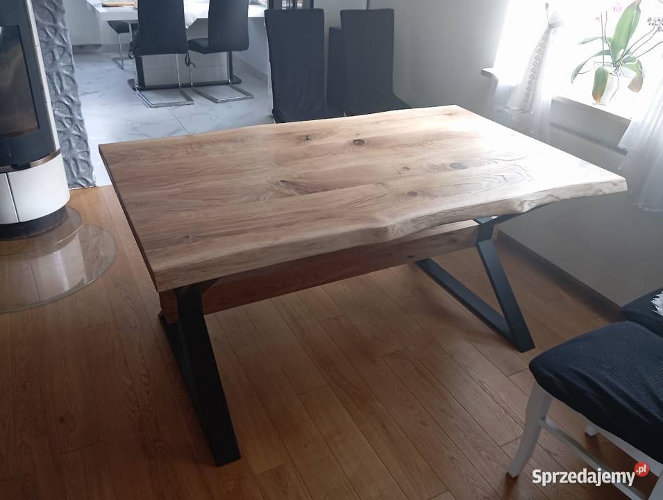 Stół Loft Nowoczesny Lite Drewno Dąb Nogi Warszawa