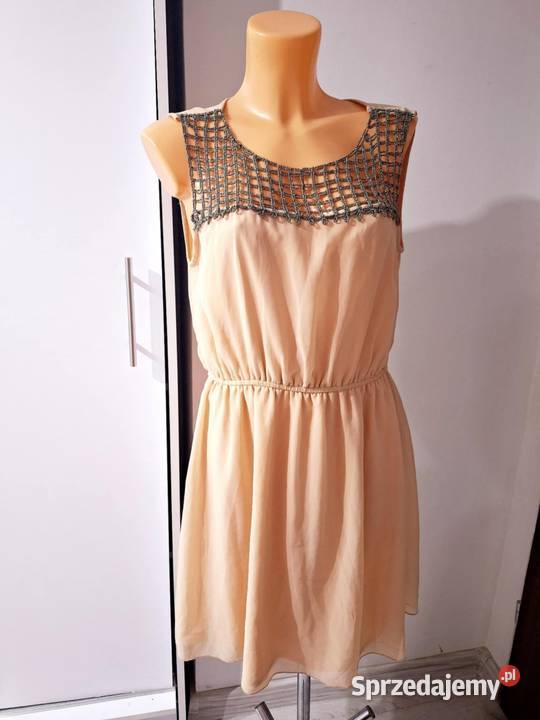 4244 Sukienka jasno bezowa tiulowa Rozmiar 42(XL) Spódnice i sukienki Braniewo