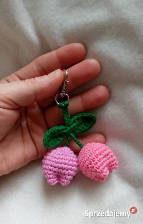 Tulipany wykonane na szydełku brelok Łask