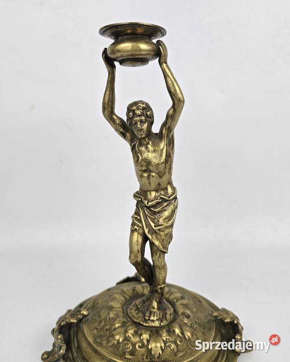 Świecznik figuralny brąz Fabryka Wolska Warszawa Bronisze