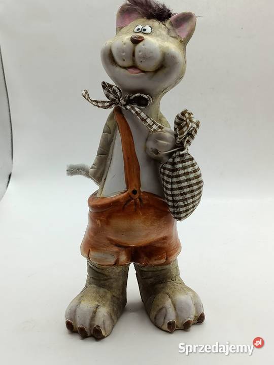 Figurka ceramika uśmiechnięty kotek podróżnik Zamość