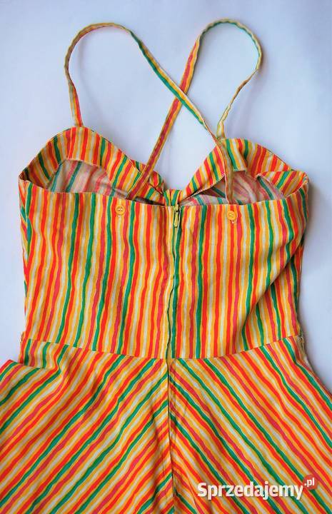 Sukienka vintage paski bawełna VDN Szwecja 60 70 Lublin