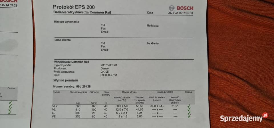 Wtryski 2367030140 Toyota Land Cruiser Hilux Katowice sprzedam