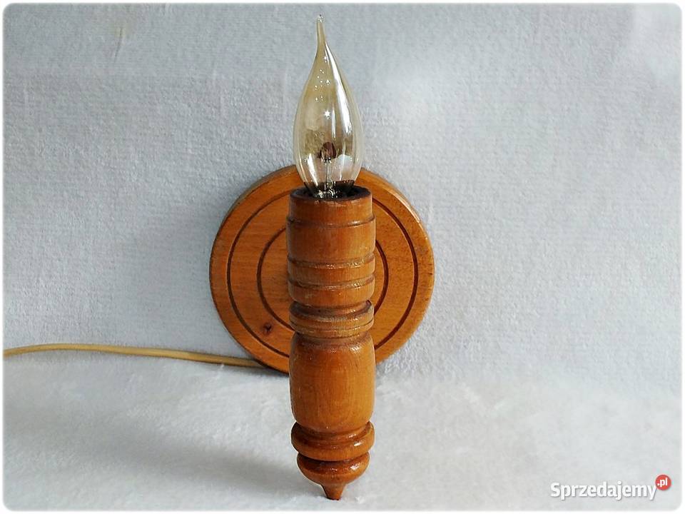 Stary Kinkiet drewniany Lampa ścienna z lat 5060 Żary