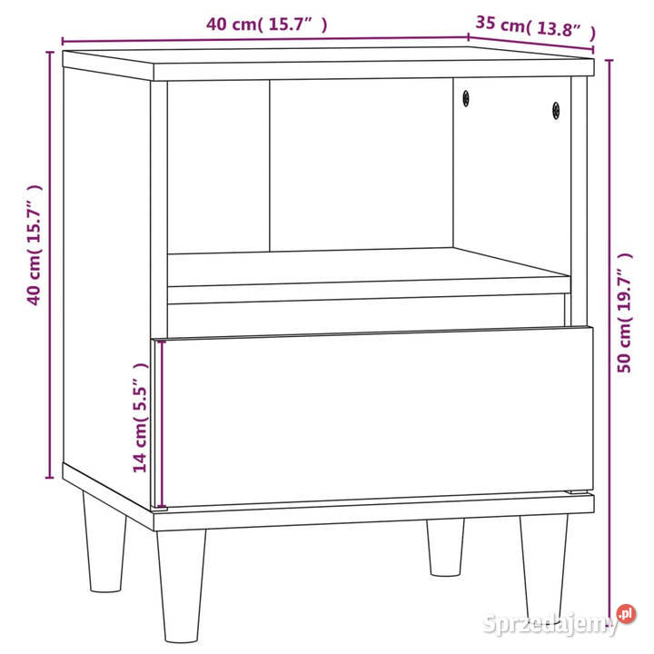 Szafki nocne 2 brązowy dąb 40x35x50 WM821809 Warszawa