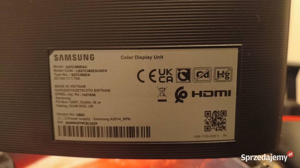 monitor Samsung 27 idealny stan małopolskie Niepołomice