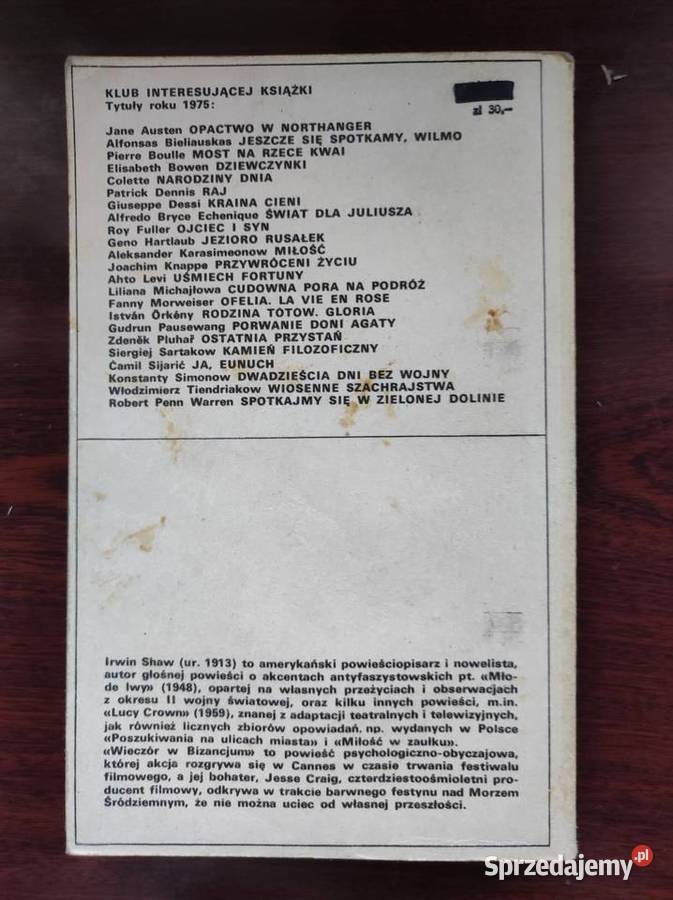 Irwin Shaw Wieczór w Bizancjum Kielce sprzedam