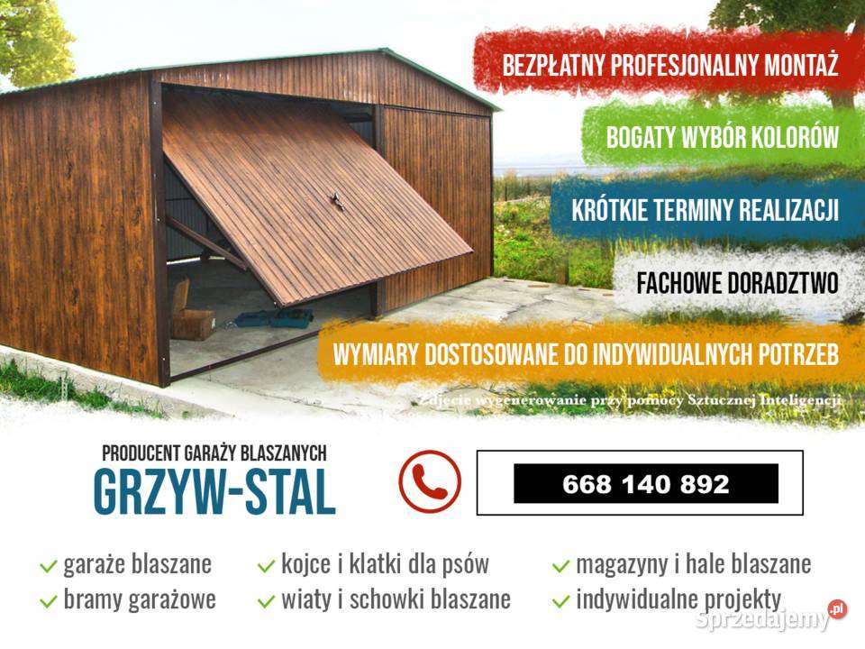 Ładny Garaż Blaszany Złoty Dąb ORZECH Garaże 297zł/m2 Wejherowo