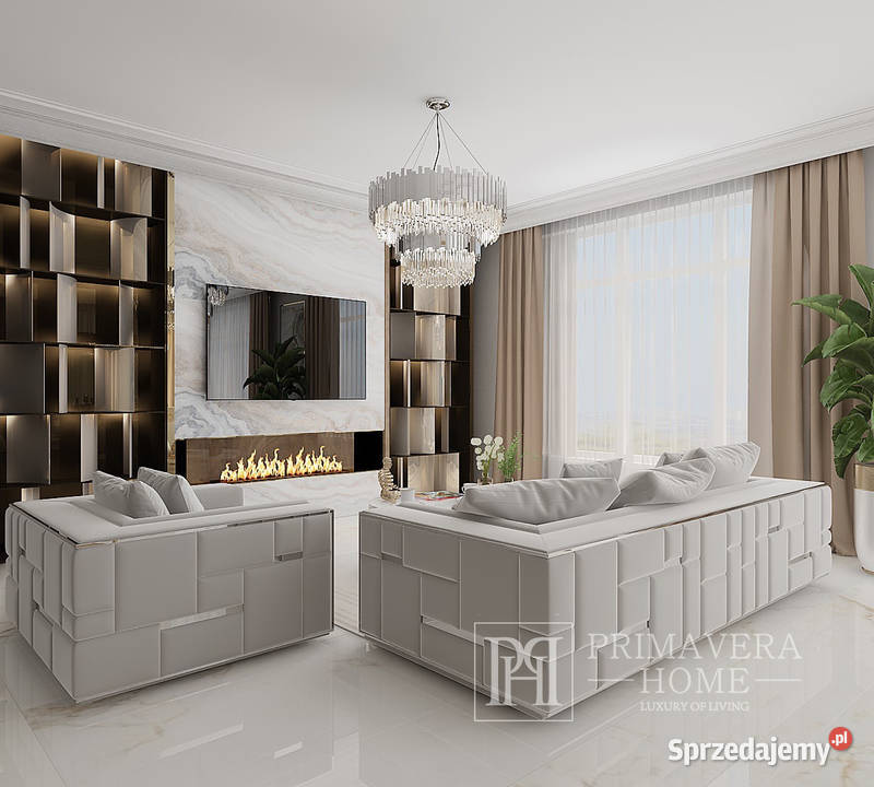 Nowoczesna sofa EMPORIO złota srebrna beżowa 72cm Warszawa