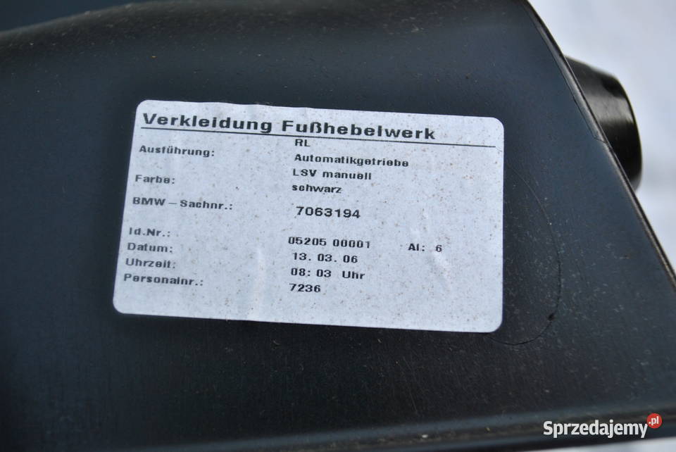 Obudowa zespołu pedałów BMW E60 E61 UK Poręba