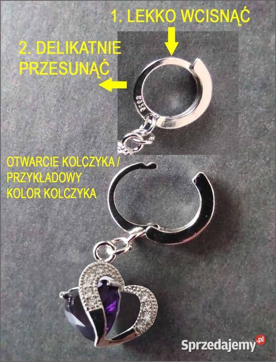 Kolczyki Serce Fioletowe pr925 NOWE Łódź