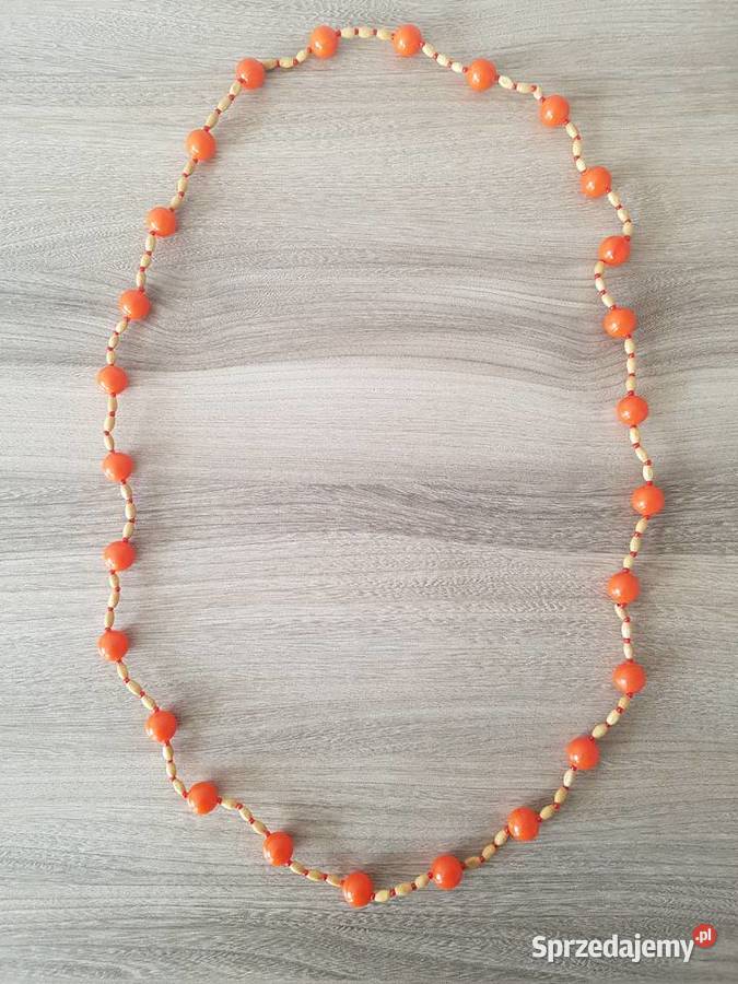 Korale drewniane pomarańczowe małopolskie Nowy Sącz
