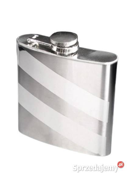 Srebrna w Paski Piersiówka ze Stali Nierdzewnej Ostrowy nad Okszą