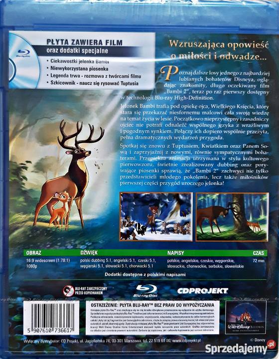 BAMBI 1 2 EDYCJA SPECJALNA 2xBLURAYDVD 3 DYSKI animowany Kalisz