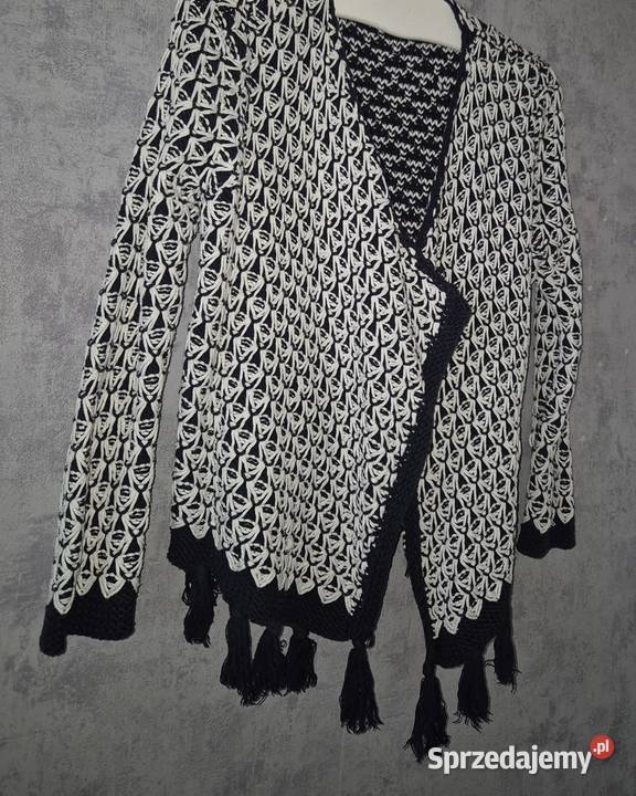 Sweter damski cardigan narzutka czerń i biel Łódź sprzedam