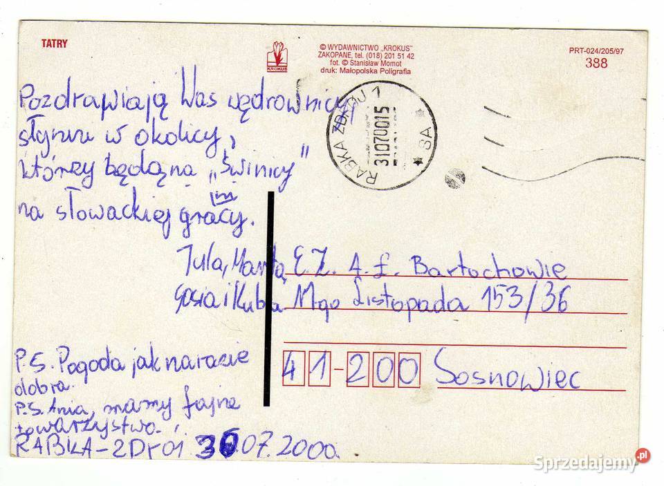 TATRY POCZTÓWKA WIDOKOWA