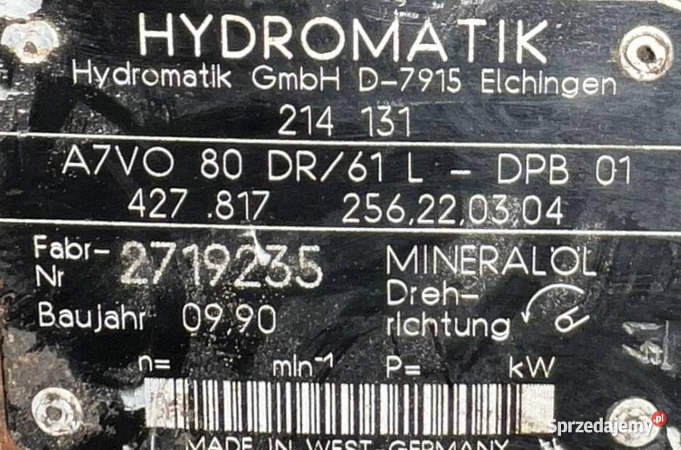 Hydromatik A7VO80DR61L DPB01 256220304 427817 Poznań