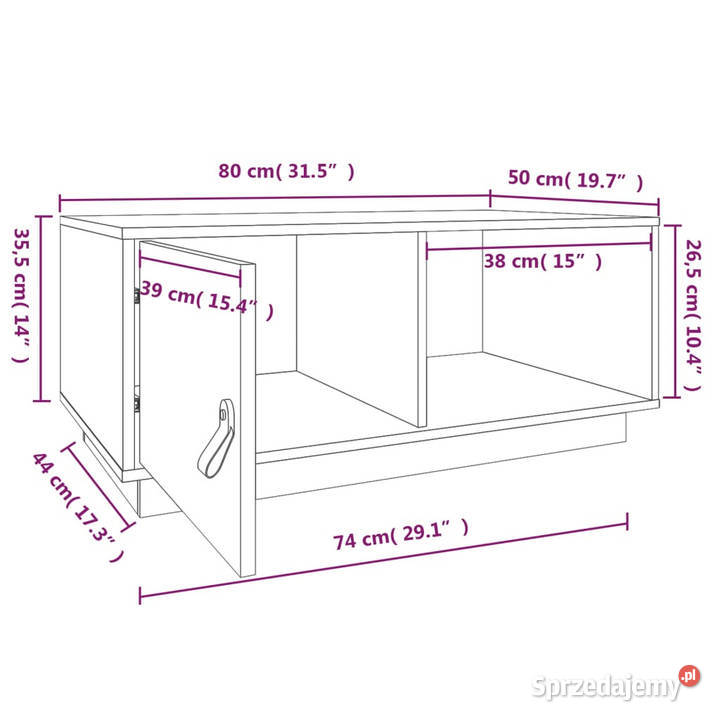 Stolik kawowy biały 80x50x355 lite drewno sprzedam