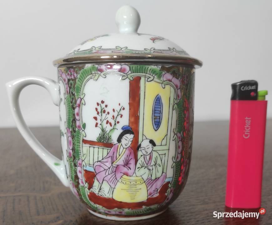 Famille Rose chiński kubek porcelanowy z Warszawa
