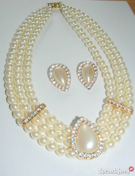 Naszyjnik i klipsy stara wiedenska sztuczna Szczecin