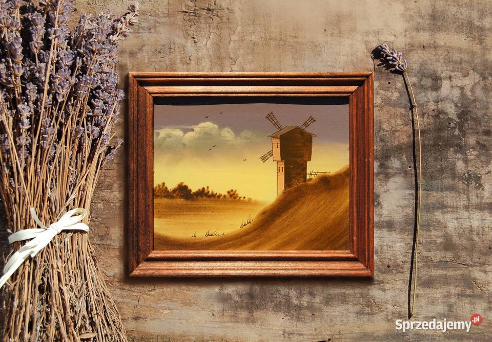 Pejzaż młyn stary obrazek olejny Rosja wielokolorowy lubelskie Lublin