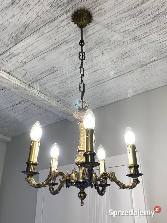 Francuski antyczny Żyrandol 19 mosiądz Poznań