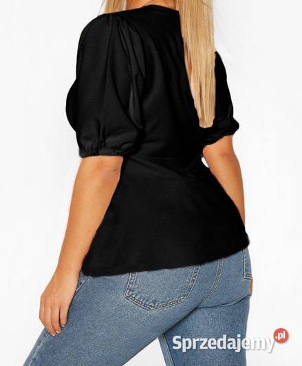 BOOHOO CZARNA BLUZKA TOP Z BUFIASTYMI RĘKAWAMI Bluzki i koszule Kalisz