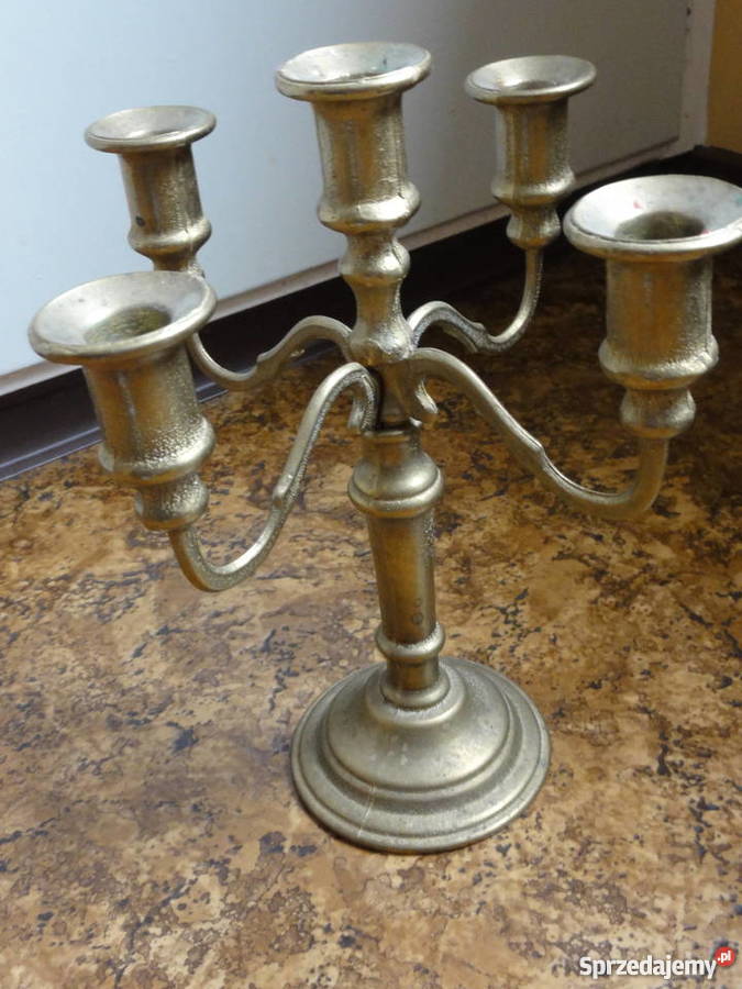 świecznik na pięć świec retro mosiądz Antyki, Sztuka, Kolekcje zachodniopomorskie Szczecin