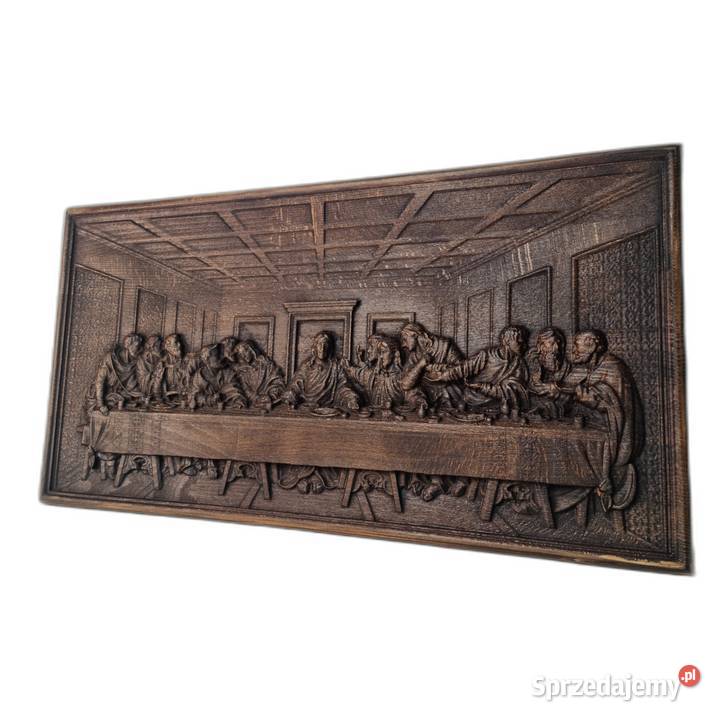 Ostatnia Wieczerza drewniana płaskorzeźba Malechowo