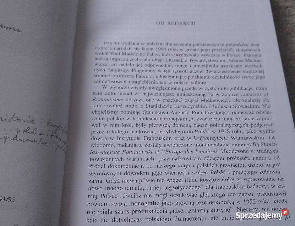 oświecenia do romantyzmu Jean Fabre ISBN 8390322129 pomorskie sprzedam
