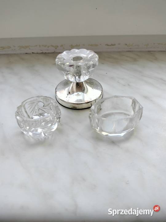 Zestaw mini kryształy solniczki i świecznik Choszczno sprzedam
