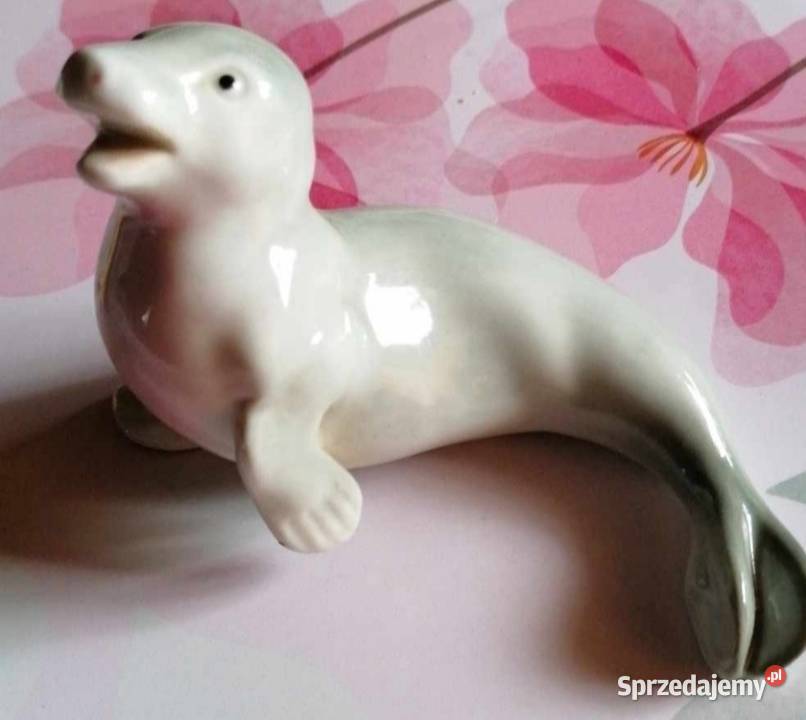 Foka Lipelsdorf Stara porcelanowa figurka Pabianice
