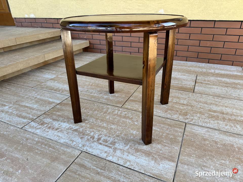 Stolik okrągły z półką stylowy art deco vintage Garwolin