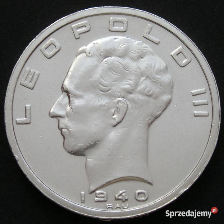 BELGIA 50 FRANKÓW 1940 KRÓL LEOPOLD III SREBRO Numizmatyka