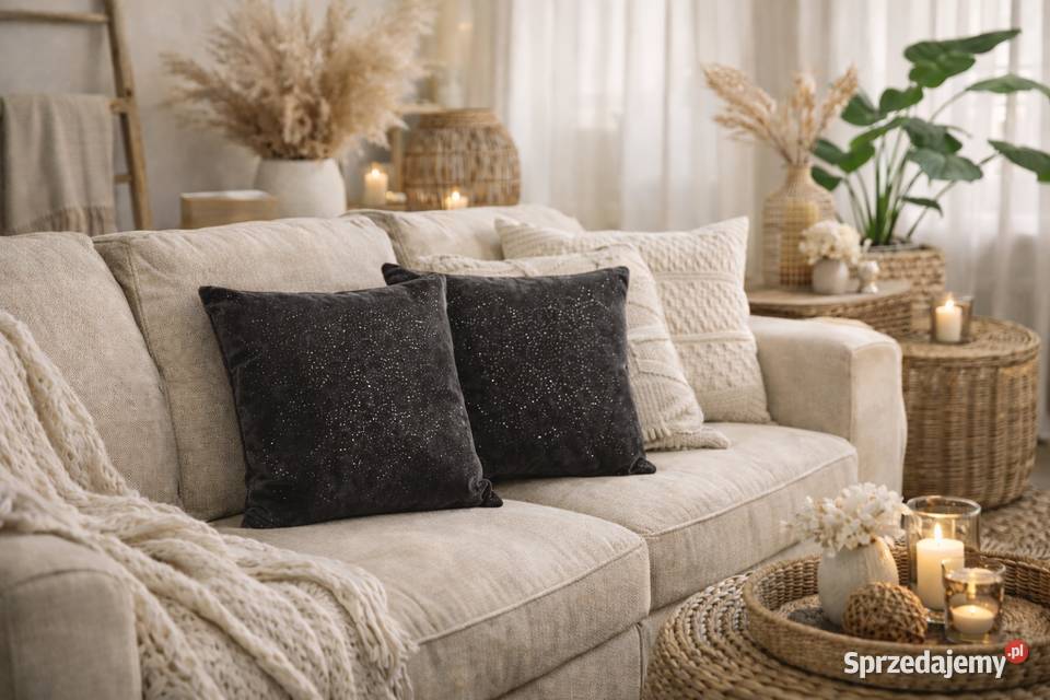 2x Poszewka welurowa 40x40 glamour z brokatem Brodnica