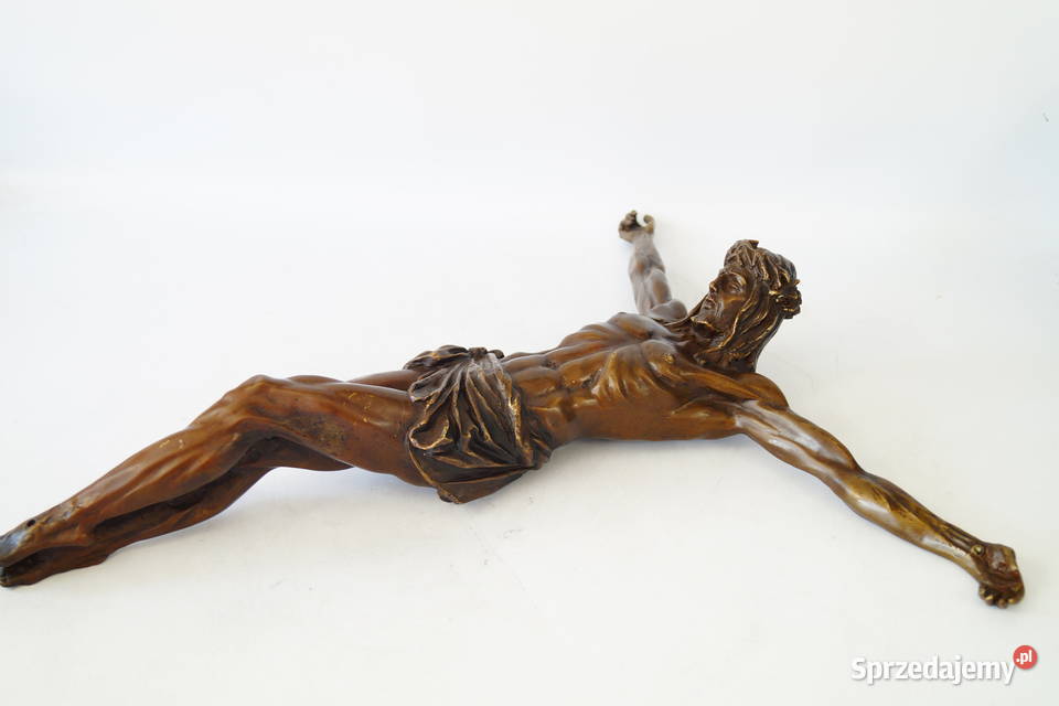 Figura z brązu pasyjka JEZUS CHRYSTUS piękna Antyki Gizałki