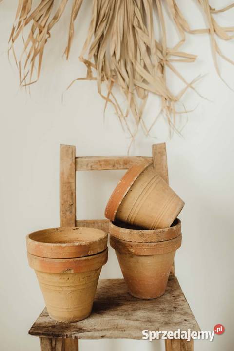 Stare piękne gliniane doniczki rustykalne 3 Wrocław
