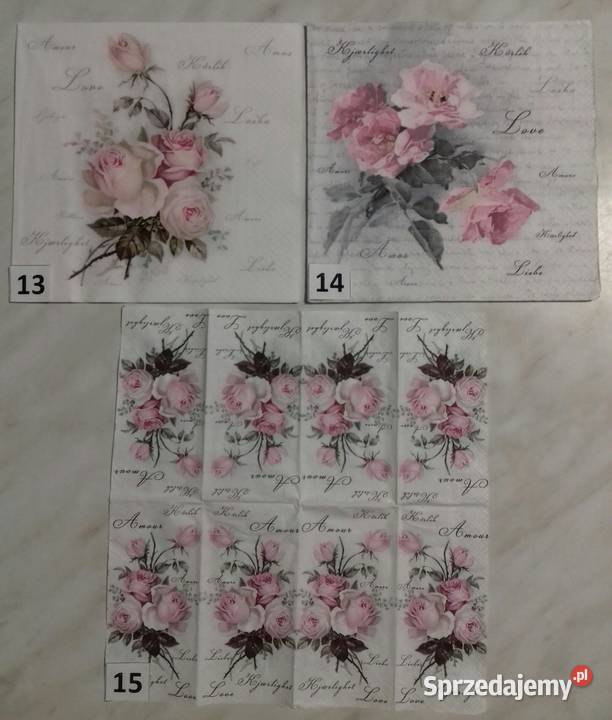 Serwetki decoupage róże Sagen i inne kwiaty Laskowiec